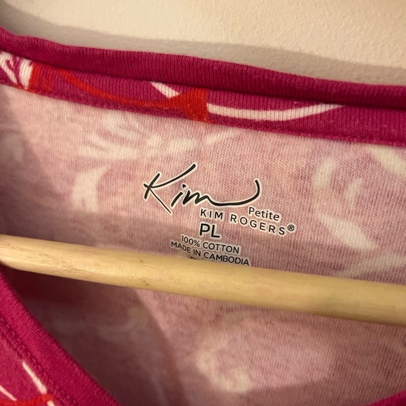 Kim Rogers Vibrant Pink Floral Women's Top Petite L - Picture 3 of 4